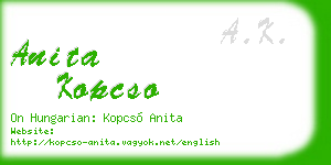 anita kopcso business card